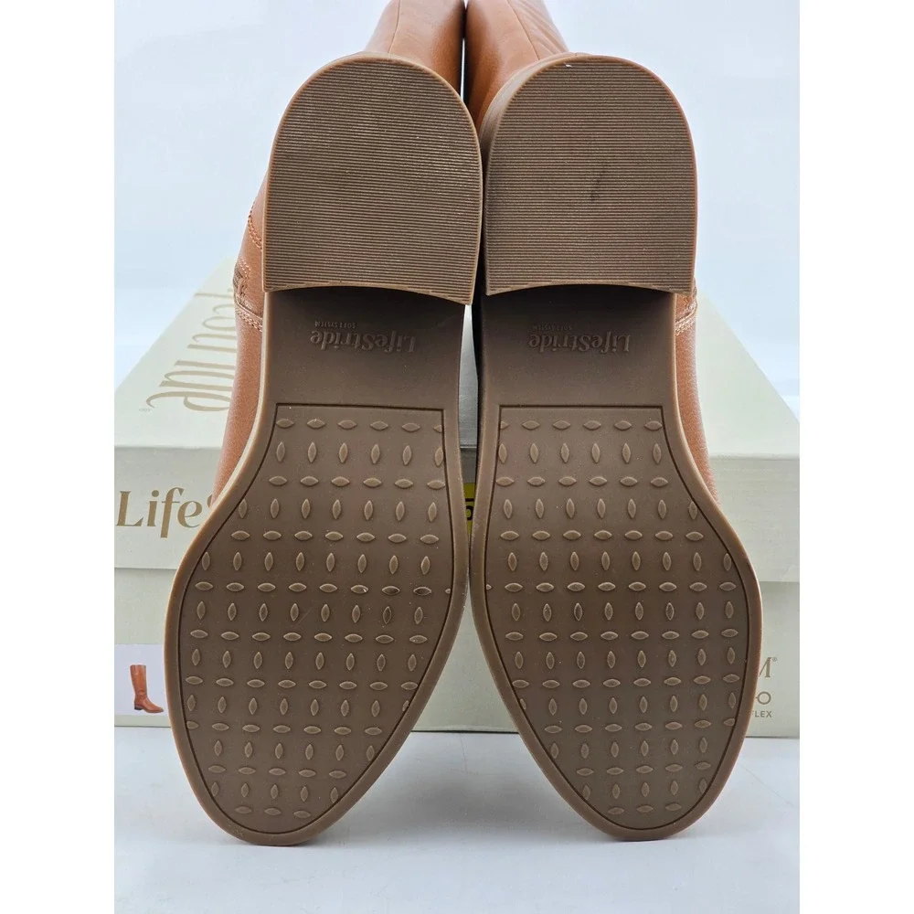 LifeStride Brinley Boots Womens 9.5W Caramel Tall Zip Soft System -NEW